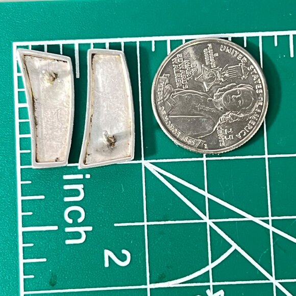 Vtg '90s Modernist Sterling Silver Swirl Earrings 6.62g Unmarked Artisan Design - Picture 3 of 4